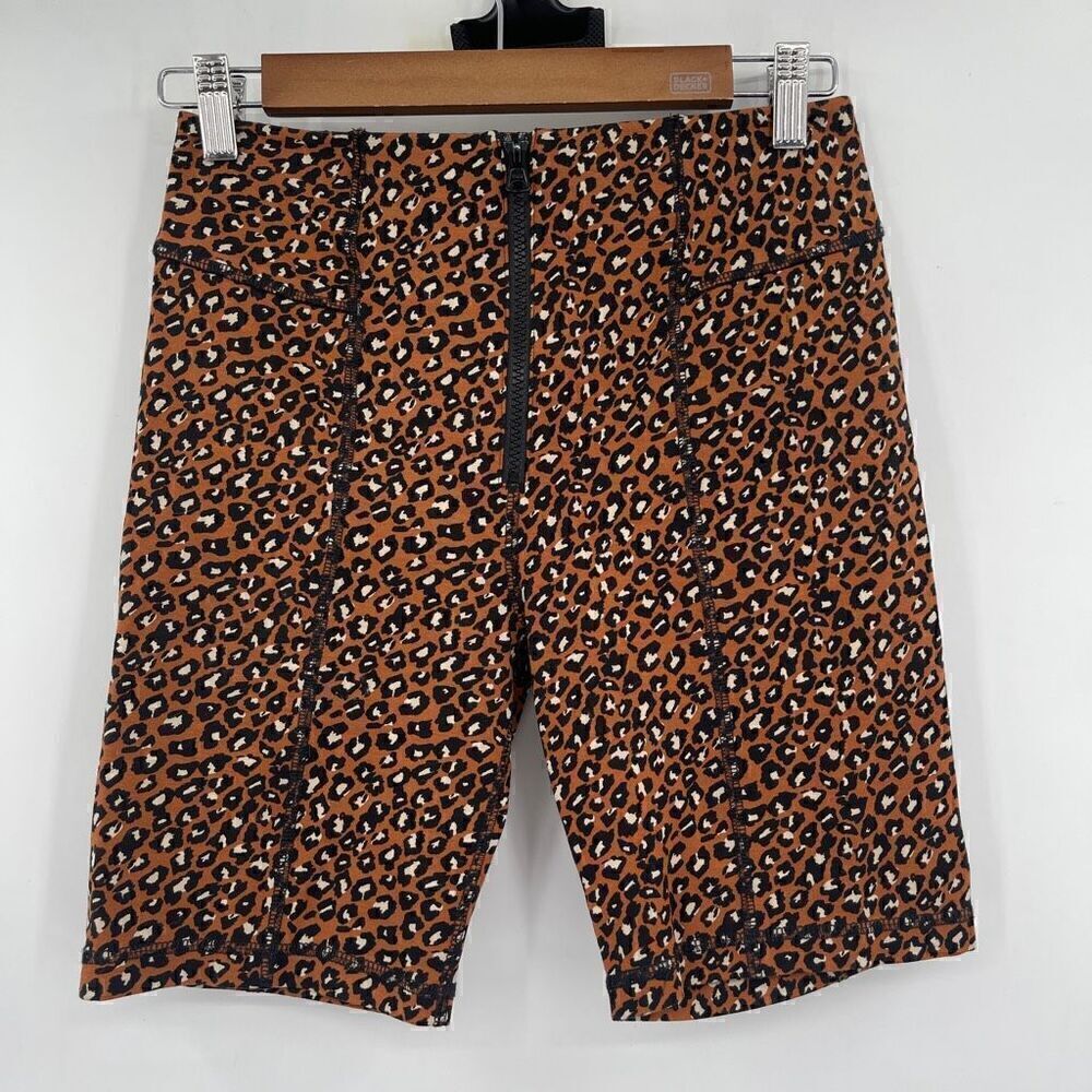 Free People Multicolor Lucky Strike Animal Print Zip Up Biker Shorts Small